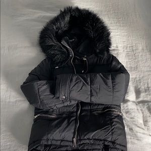 Zara black detachable fur hood jacket